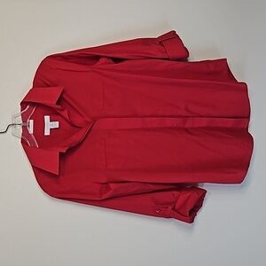 Chico's Red V Neck Button Down Blouse Small